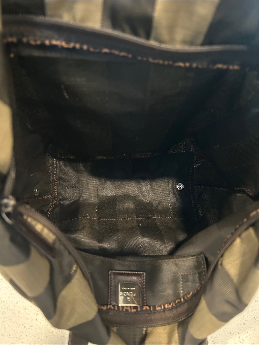 Fendi Pequin Foldable Tote | w/ Insert| Zip Top | Classic Stripe - Picture 12 of 16